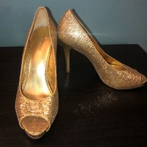 Nine West Gold Open Toe Heels